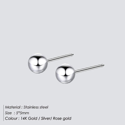 Peris Gems  5MM / Silver Ball Stud Earrings | Stainless-Steel Round Ball Piercings