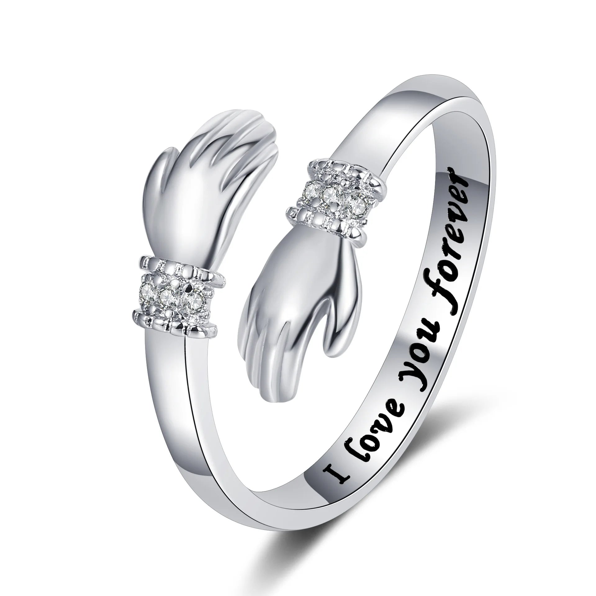 Peris Gems 6 / Resizable &quot;I Love You Forever&quot; Geometric Hug Ring Jewelry Men&