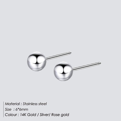 Peris Gems  6MM / Silver Ball Stud Earrings | Stainless-Steel Round Ball Piercings