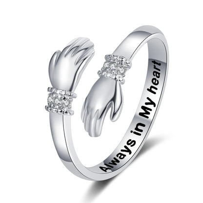 Peris Gems 7 / Resizable &quot;I Love You Forever&quot; Geometric Hug Ring Jewelry Men&