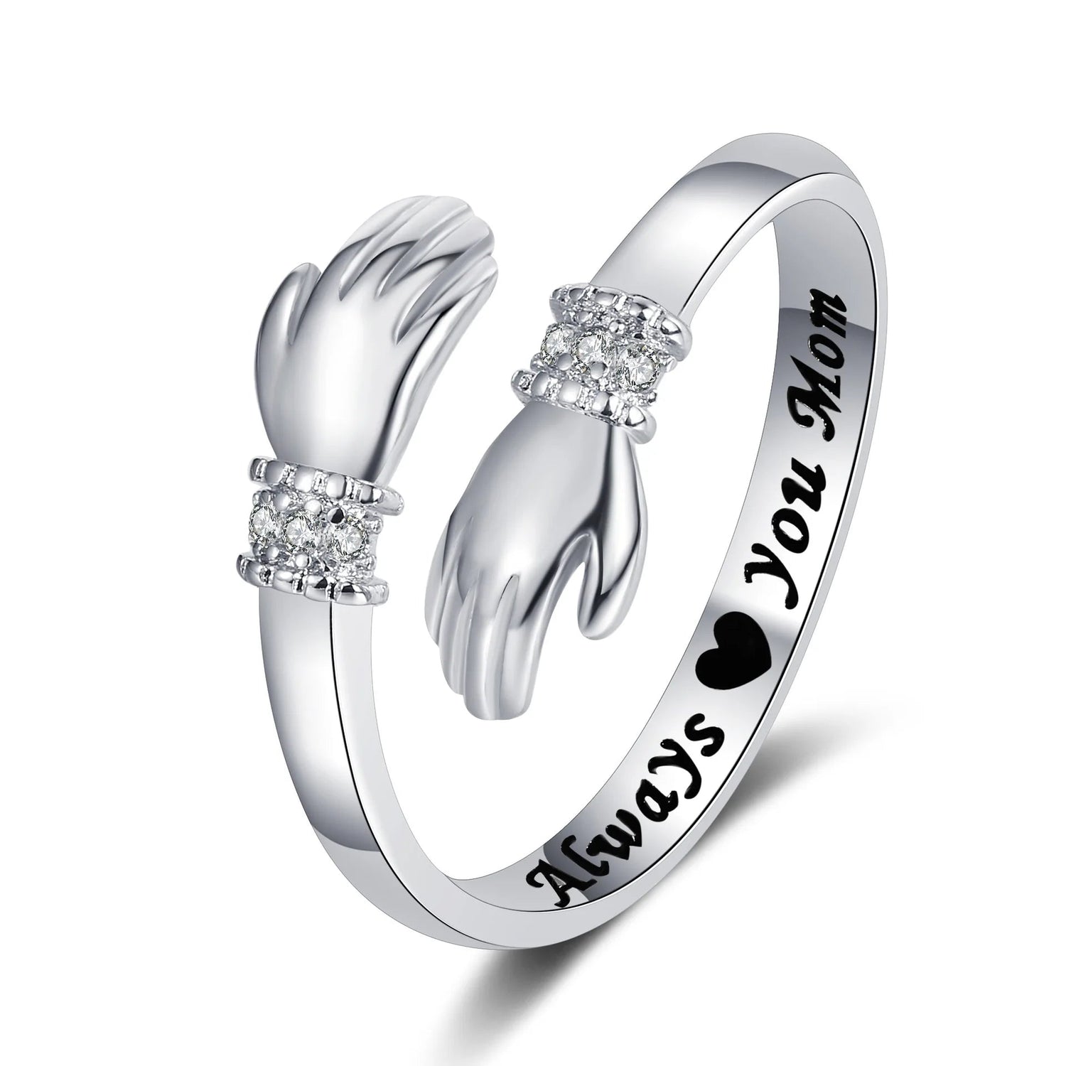 Peris Gems 8 / Resizable &quot;I Love You Forever&quot; Geometric Hug Ring Jewelry Men&