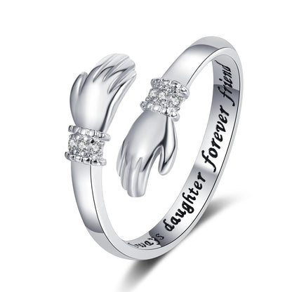 Peris Gems 9 / Resizable &quot;I Love You Forever&quot; Geometric Hug Ring Jewelry Men&