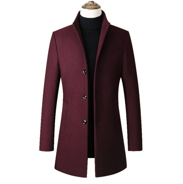 Peris Gems  902 Wine red / M Slim Cotton Collar Wool Coats for Men SHEIN Amazon Temu