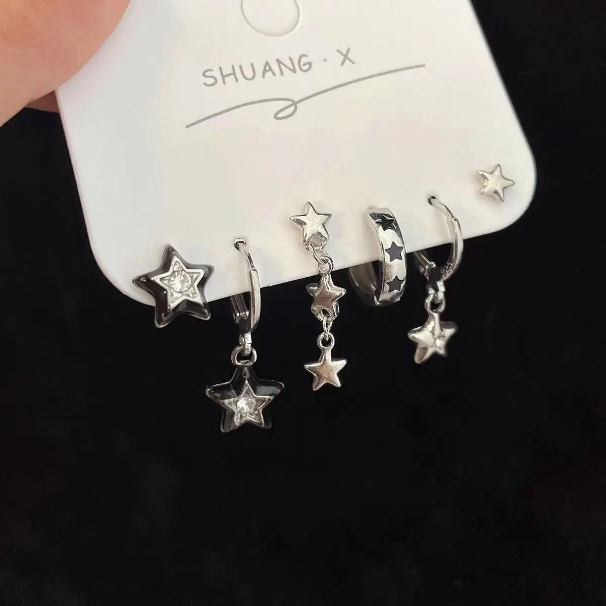 Peris Gems A 6pcs Set Earring Silver Color Star Dangle Earrings Vintage Metal Geometric Drop Earring for Women Fashion Trendy Y2K Jewelry SHEIN Amazon Temu