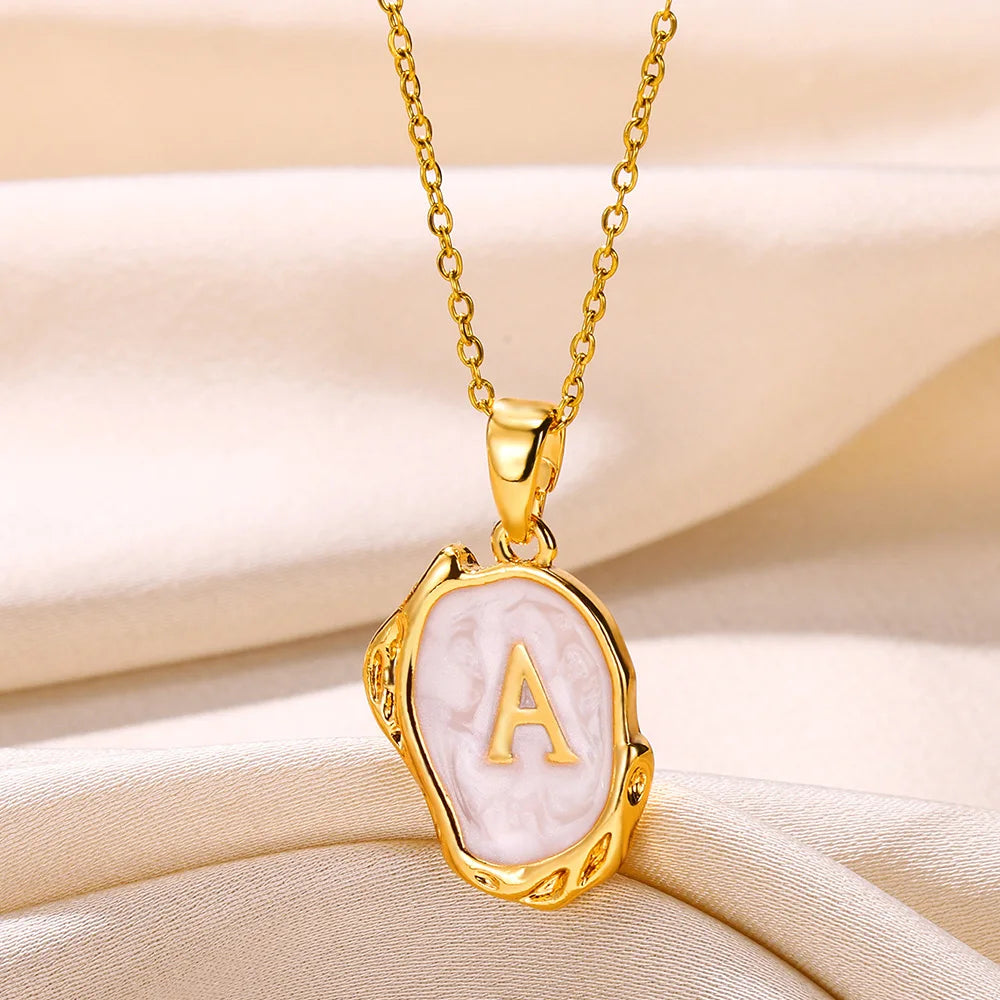 Peris Gems A / Gold / CHINA Y2K 26 Letter Pendant Necklaces for Women Alphabet A-Z Initials Sweet Cool Girl Punk Necklace Aesthetic Stainless Steels Jewelry SHEIN Amazon Temu