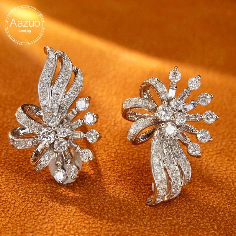 Peris Gems Aazuo 18K Jewelry White Gold Real Diamond 1.0ct Luxury Original Flower Earring Gift For Women Engagement Dinner Party Au750 Aazuo 18K Jewelry White Gold Real Diamond 1.0ct Luxury Original Flower Earring Gift For Women Engagement Dinner Party Au750 SHEIN Amazon Temu