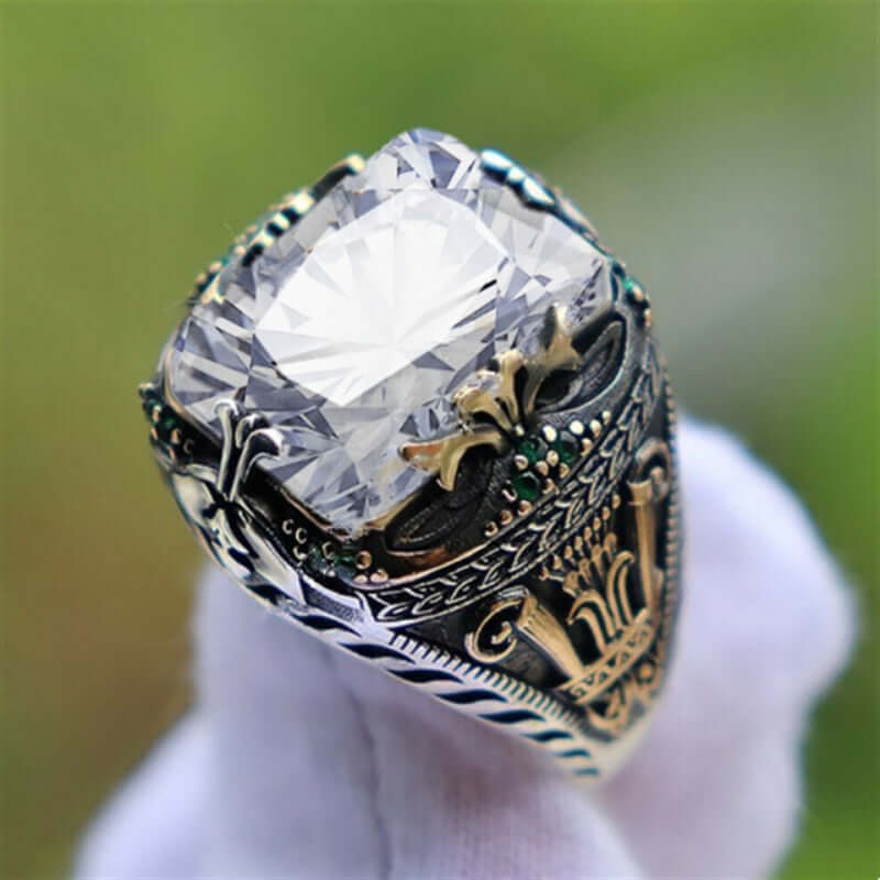 Peris Gems  Ancient Silver Mystique Diamond Turkish Signet Rings for Men SHEIN Amazon Temu