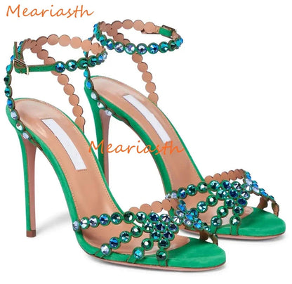 Peris Gems as the picture 1 / 37(23.5cm) Meariasth Clear PVC Crystal Sandals Blue Peep Toe Buckle Strap Thin High Heels Sandals Woman Summer Lady Stilettos Shoes On Heel SHEIN Amazon Temu