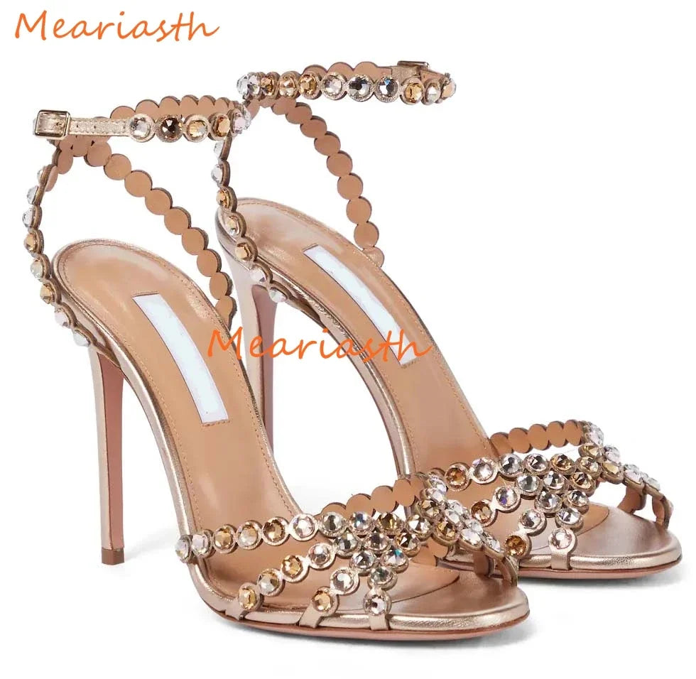 Peris Gems as the picture 2 / 42(26cm) Meariasth Clear PVC Crystal Sandals Blue Peep Toe Buckle Strap Thin High Heels Sandals Woman Summer Lady Stilettos Shoes On Heel SHEIN Amazon Temu