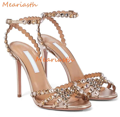 Peris Gems as the picture 2 / 42(26cm) Meariasth Clear PVC Crystal Sandals Blue Peep Toe Buckle Strap Thin High Heels Sandals Woman Summer Lady Stilettos Shoes On Heel SHEIN Amazon Temu