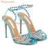 Peris Gems as the picture 3 / 36(23cm) Meariasth Clear PVC Crystal Sandals Blue Peep Toe Buckle Strap Thin High Heels Sandals Woman Summer Lady Stilettos Shoes On Heel SHEIN Amazon Temu