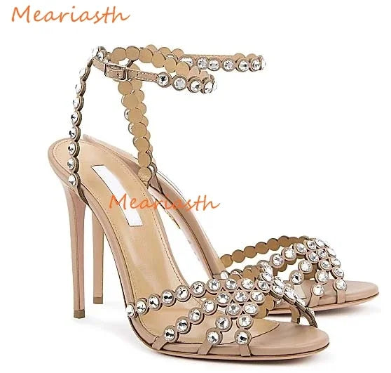 Peris Gems as the picture 8 / 35(22.5cm) Meariasth Clear PVC Crystal Sandals Blue Peep Toe Buckle Strap Thin High Heels Sandals Woman Summer Lady Stilettos Shoes On Heel SHEIN Amazon Temu