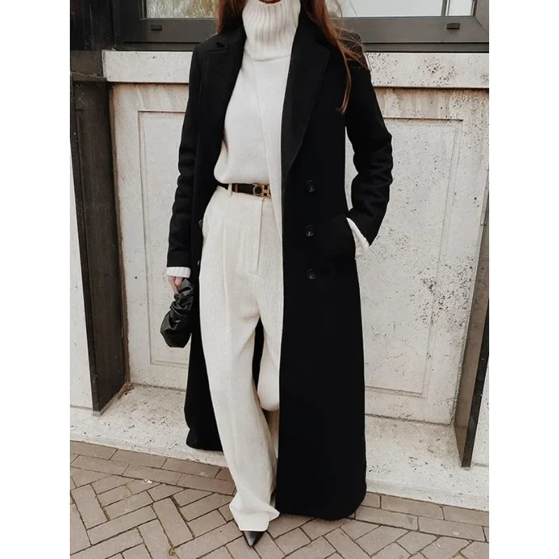 Peris Gems Autumn Winter Fashion Women Coat Y2K Chic Loose Long Oversize Warm Thick Trench Coat Wool Blend Jacket Outwear SHEIN Amazon Temu