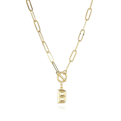 Peris Gems  B / Gold Clasp Initial Letter Necklaces - Paperclip Necklace with Initial Pendant SHEIN Amazon Temu