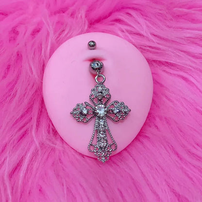 Peris Gems  B Valedictorian Style Pink Crystal Belly Button Cross Piercing SHEIN Amazon Temu