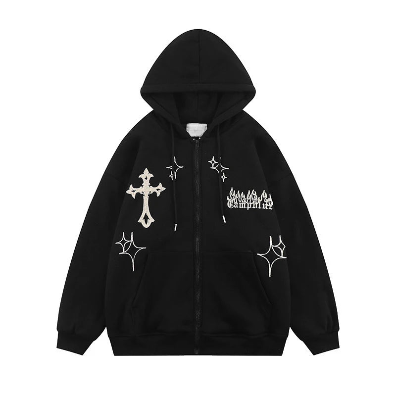 Peris Gems B6-Black / S Streetwear Hoodies Goth Harajuku y2k Grunge Punk Jacket Women Letter Print Long Sleeve Sweatshirts SHEIN Amazon Temu