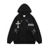 Peris Gems B6-Black / S Streetwear Hoodies Goth Harajuku y2k Grunge Punk Jacket Women Letter Print Long Sleeve Sweatshirts SHEIN Amazon Temu