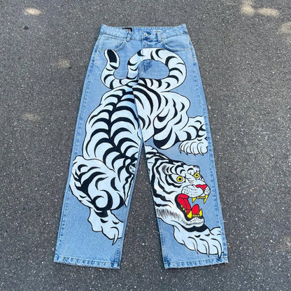 Peris Gems  Baggy Harajuku Style Graphic Print Loose Jeans SHEIN Amazon Temu