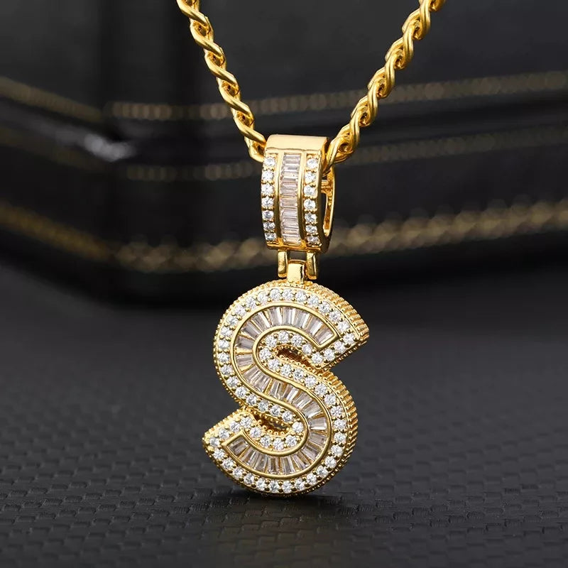 Peris Gems  Baguette Diamond A-Z Initial Pendant Necklaces Unisex SHEIN Amazon Temu