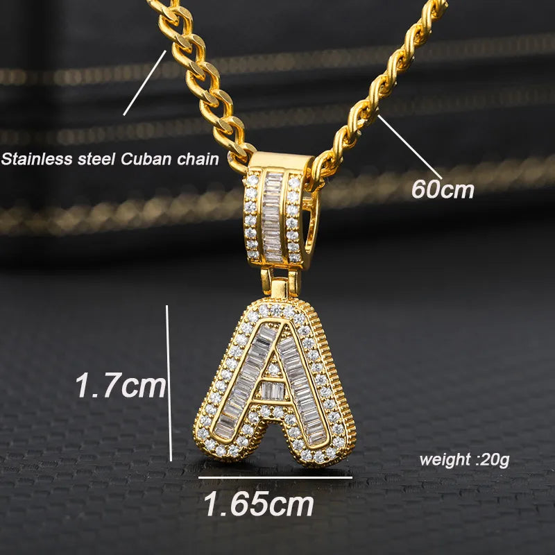 Peris Gems  Baguette Diamond A-Z Initial Pendant Necklaces Unisex SHEIN Amazon Temu