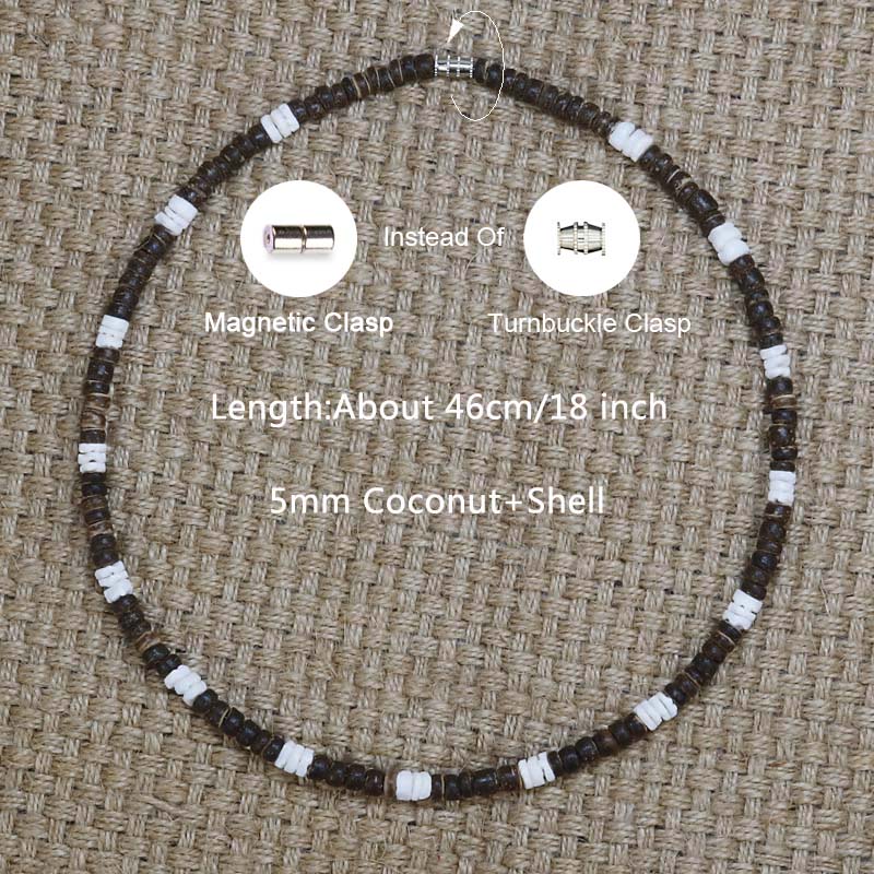 Peris Gems  Beach Surfer Necklace for Men | Black Coconut Shell Beaded Necklaces SHEIN Amazon Temu