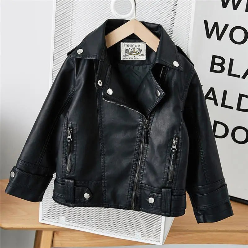 Peris Gems  black 3 / 90 24M Baby Girls Black PU Leather Biker Jackets SHEIN Amazon Temu