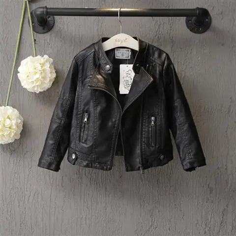 Peris Gems  black 4 / 90 24M Baby Girls Black PU Leather Biker Jackets SHEIN Amazon Temu