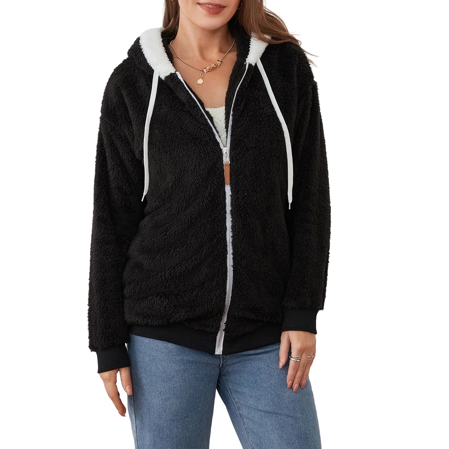 Peris Gems black / 5XL Edhomenn Women s Zip Up Hoodies Oversized Drawstring Sweatshirts Casual Fall Jacket With Pockets Y2k Basic Winter Tops SHEIN Amazon Temu