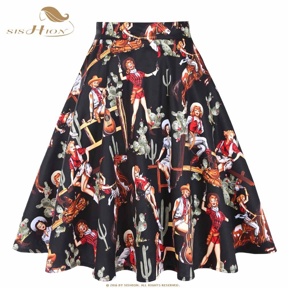 Peris Gems  Black Cowgirl / S Cotton Midi Skirt Collection for Women | Floral Polka Dot Skirts SHEIN Amazon Temu