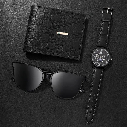 Peris Gems Black Fashion Mens Watches Wallet Glasses For Men Retro Black Bussiness Quartz Watch Male Casual Watch Relogio Masculino Fashion Mens Watches Wallet Glasses For Men Retro Black Bussiness Quartz Watch Male Casual Watch Relogio Masculino SHEIN Amazon Temu