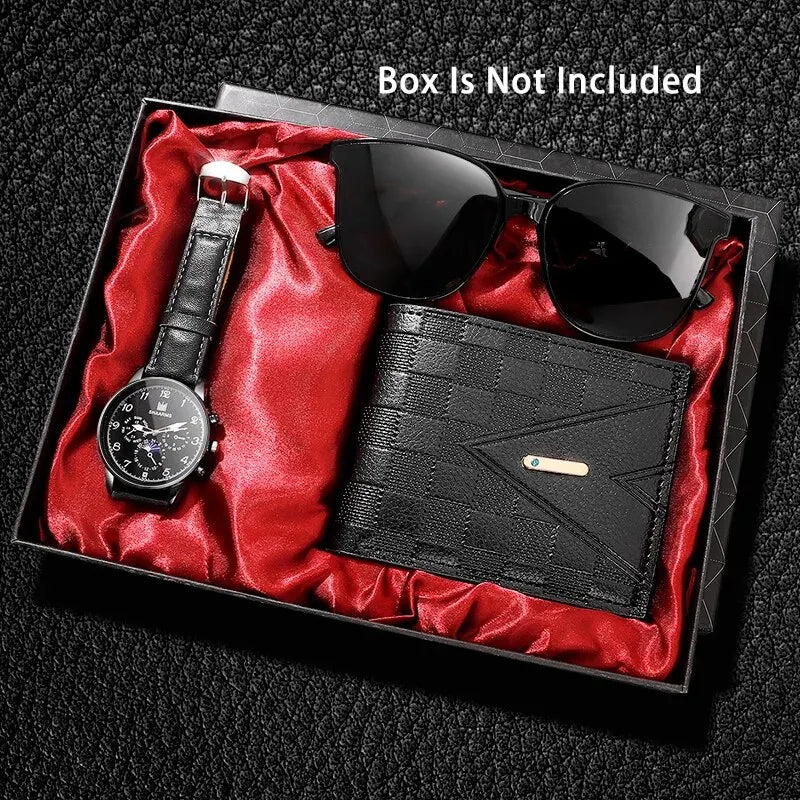 Peris Gems Black Fashion Mens Watches Wallet Glasses For Men Retro Black Bussiness Quartz Watch Male Casual Watch Relogio Masculino Fashion Mens Watches Wallet Glasses For Men Retro Black Bussiness Quartz Watch Male Casual Watch Relogio Masculino SHEIN Amazon Temu