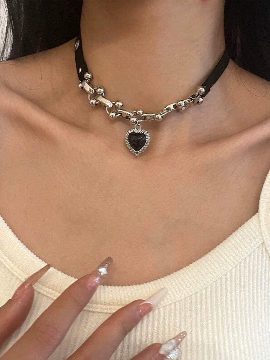 Peris Gems Black heart necklace Fashion European and American Style Black Female Sweet Cool Sexy Punk Necklace SHEIN Amazon Temu