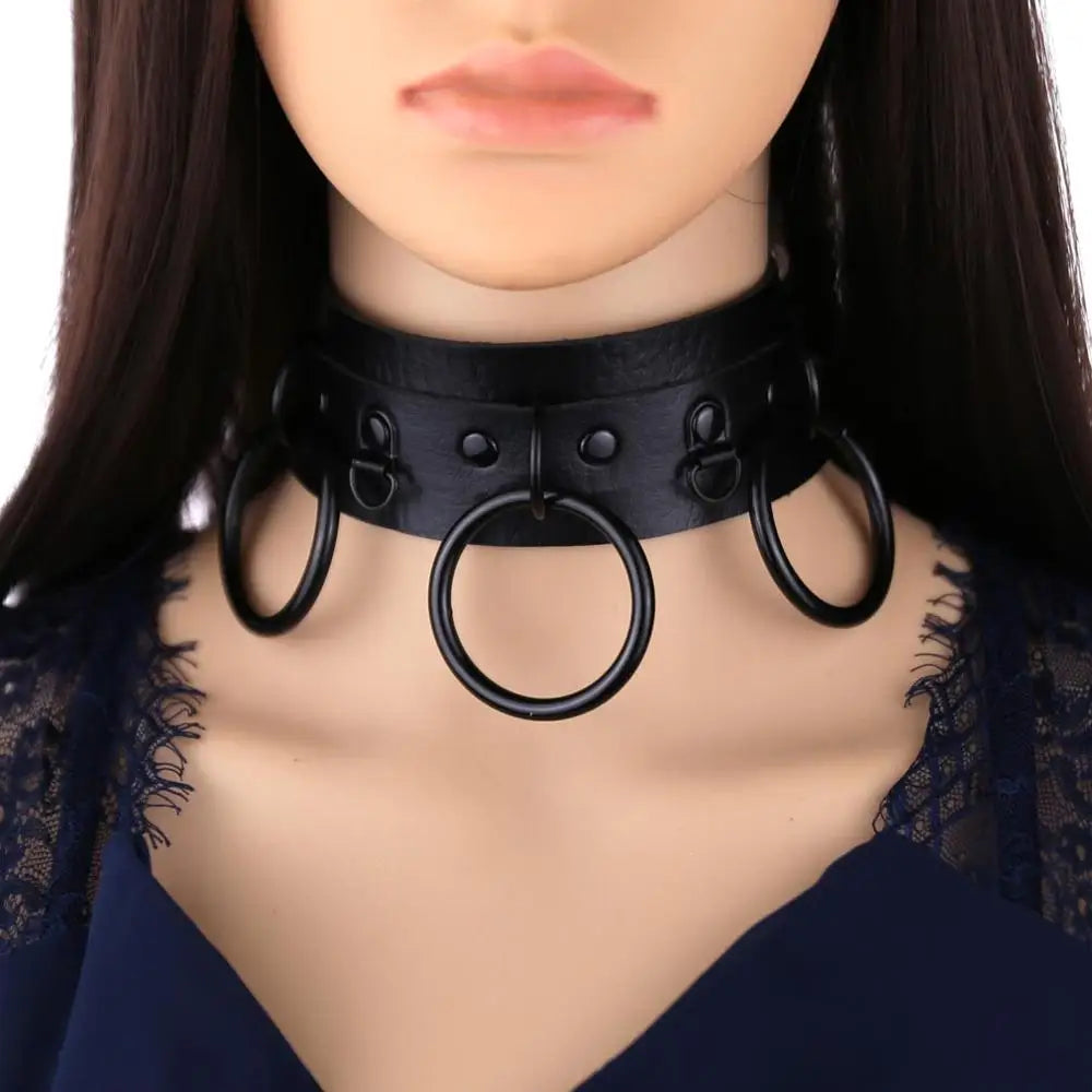 Peris Gems Black leather choker punk goth chain collar gothic fashion chokers harajuku Rock necklace witch grunge Accessories SHEIN Amazon Temu