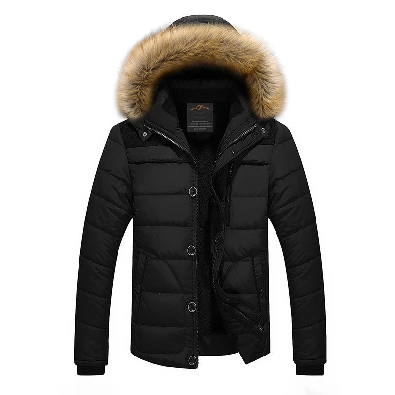 Peris Gems  BLACK / M Thickened Fur Hood Winter Parka Jackets for Men SHEIN Amazon Temu