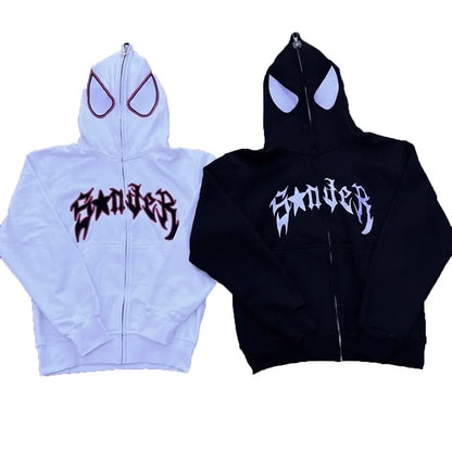 Peris Gems Black / M y2k Woman clothing Spider Print Hoodie Pullover Sweatshirt High Street Anime Oversize Hip Hop Winter Clothes Long Sleeve Tops  SHEIN Amazon Temu