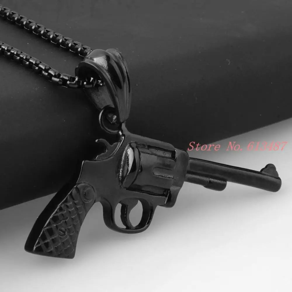 Peris Gems  Black Old School Style Revolver Gun Necklace Unisex SHEIN Amazon Temu