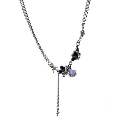 Peris Gems Black purple XINGX necklace (titanium steel tail chain + resin + alloy accessories) Y2g Galaxy Stereo Titanium Steel Classy Design Necklace SHEIN Amazon Temu