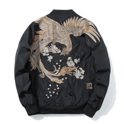 Peris Gems  Black / S Embroidered Bird Bomber Jacket for Men | Street Fashion Jackets Embroidered Bird Bomber Jacket for Men Street Fashion Jacket SHEIN Amazon Temu