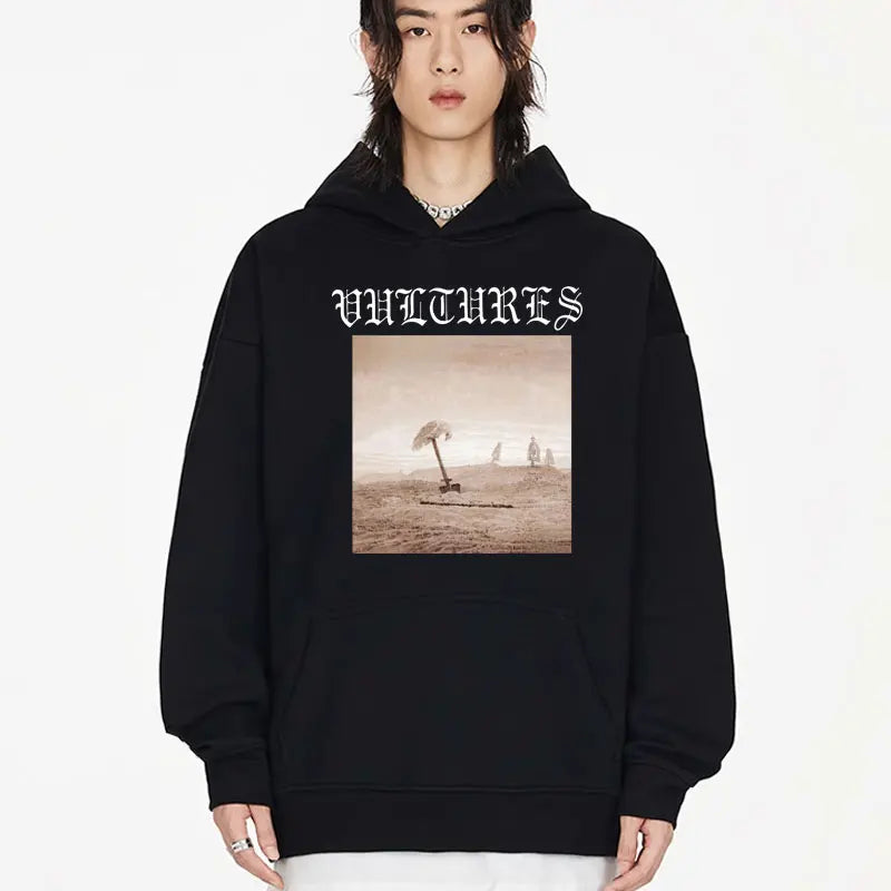 Peris Gems Black / S Rapper Kanye West Vultures Graphic Hoodie Fashion Hip Hop Oversized Sweatshirts Unisex Y2k Clothes Fall Fleece Pullover Hoodies SHEIN Amazon Temu