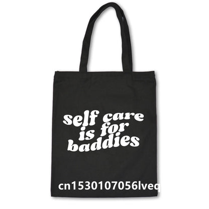 Peris Gems  Black Self-Care is for Baddies Print Tote Shoulder Bag for Women SHEIN Amazon Temu