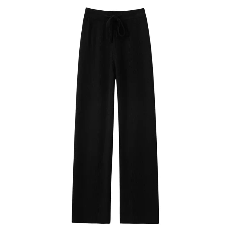 Peris Gems black / XL Knitted Wide Leg Pants Women Fall Winter 2024 New Thicken Warm High Waisted Casual  Baggy Y2k Straight Trousers LJ177 SHEIN Amazon Temu