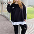 Peris Gems black / XL Spring Autumn New Korean Fashion Two Fake Pieces Plus Size Sweatshirt Women Letter Patchwork Casual Lady Tops Oversized Clothes Spring Autumn New Korean Fashion Two Fake Pieces Plus Size Sweatshirt Women Letter Patchwork Casual Lady Tops Oversized Clothes SHEIN Amazon Temu