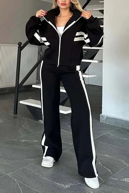 Peris Gems black / XL Y2K Striped Zipper Coat+sweatpants Two Piece Set Women Casual Batwing Sleeve Sports Jacket Outfits Autumn Winter Sweatshirt Suit Y2K Striped Zipper Coat+sweatpants Two Piece Set Women Casual Batwing Sleeve Sports Jacket Outfits Autumn Winter Sweatshirt Suit SHEIN Amazon Temu