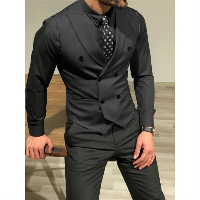 Peris Gems  Black / XS (EU44 or US34) Slim Fitting Double Breasted Suit Vests for Men SHEIN Amazon Temu