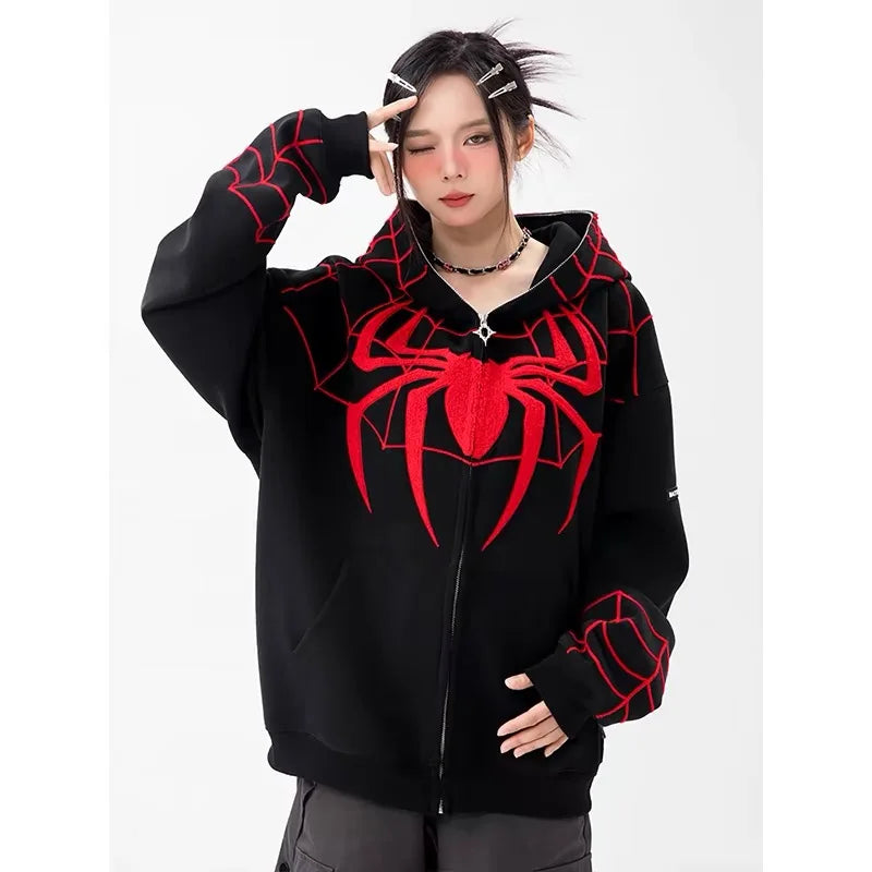 Peris Gems black / XXL / CHINA Gothic Embroidery Hoodies Y2k Anime Casual Loose Sweatshirt Clothes Harajuku Oversize Hip Hop Long Sleeve Zipper Tops SHEIN Amazon Temu