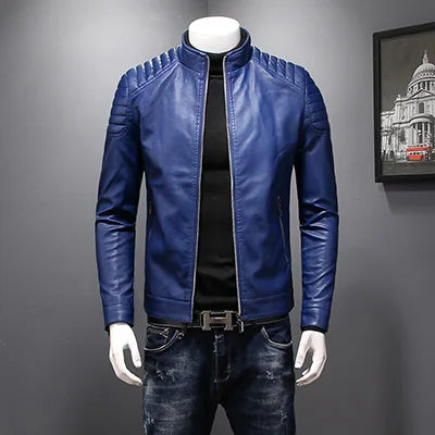 Peris Gems  blue / M Elegant Autumn Winter PU Leather Bomber Jackets for Men SHEIN Amazon Temu