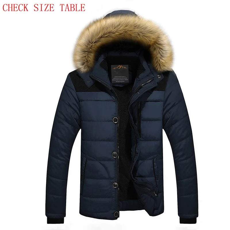 Peris Gems  BLUE / M Thickened Fur Hood Winter Parka Jackets for Men SHEIN Amazon Temu