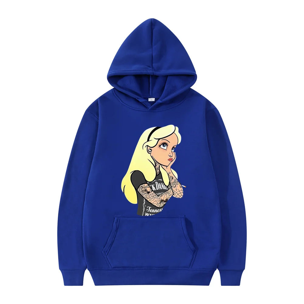 Peris Gems Blue / XL Disney Princess Cartoon Anime Women Pullover Spring Autumn Oversized Hoodie Fashion Casual Couple Sweatshirt Clothes Hot Sale SHEIN Amazon Temu