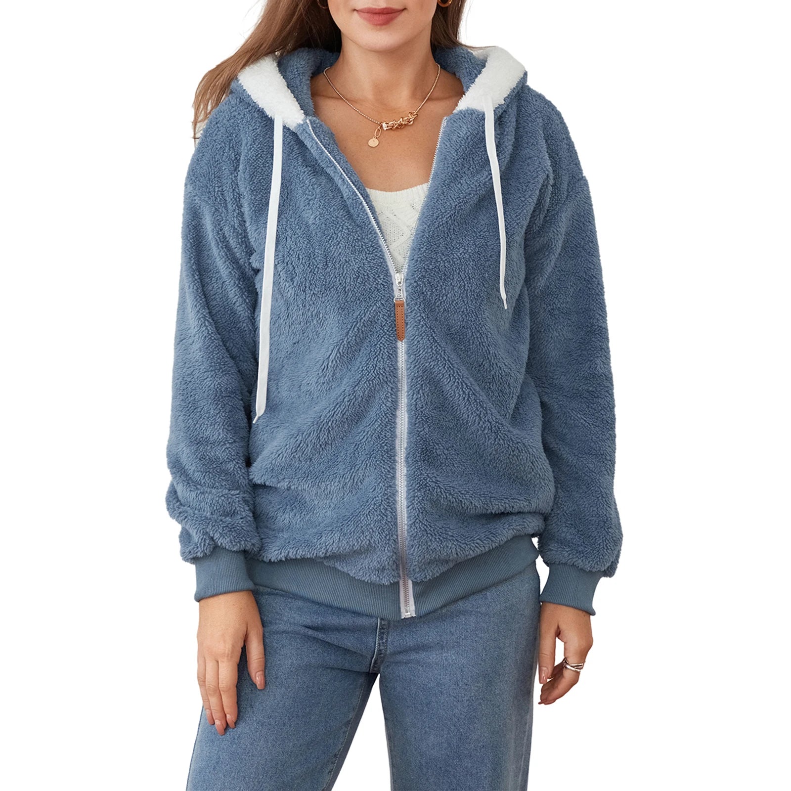 Peris Gems Blue / XL Edhomenn Women s Zip Up Hoodies Oversized Drawstring Sweatshirts Casual Fall Jacket With Pockets Y2k Basic Winter Tops SHEIN Amazon Temu