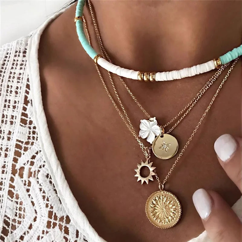 Peris Gems Bohemian Colorful Beads Necklace For Women  Pendant Choker Fashion Shell Heart Layered Necklace 2022 Fashion Jewelry SHEIN Amazon Temu